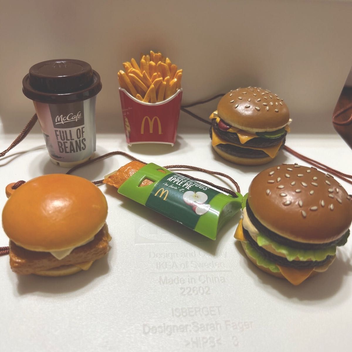 マクドナルドフードストラップ 第1弾 全6種　マクドナルド　ハンバーガーポテトアップルパイ　アメリカン雑貨