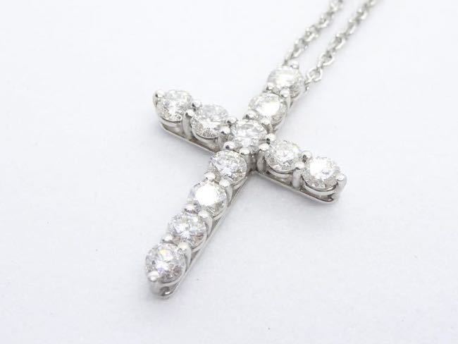 Tiffany&Co. Pt D×11石 クロスネックレス 3.7g プラチナ ダイヤモンド