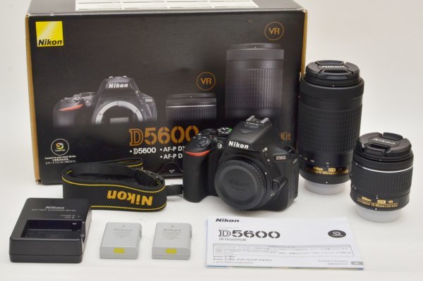 A-107】Nikon D5600 レンズキット18-55,70-300mm 付属品,箱付き(ニコン
