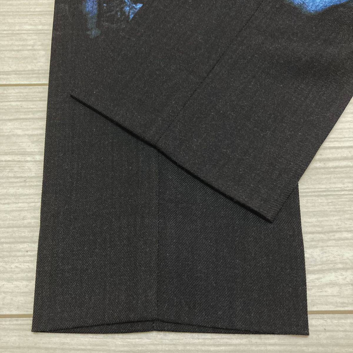 新品同様■LAD MUSICIAN■天使 エンジェル スリム スラックス 44 M ブラック ブルー WOOL GABARDINE SLIM SLACKS INKJET ANGELS 定36300円_画像9