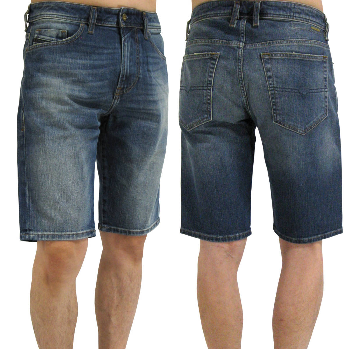 新品 直輸入 DIESEL ディーゼル スリムフィット ノーダメージ ストレッチ デニム ハーフパンツ W28インチ THOSHORT 00SD3U 089AR_画像1