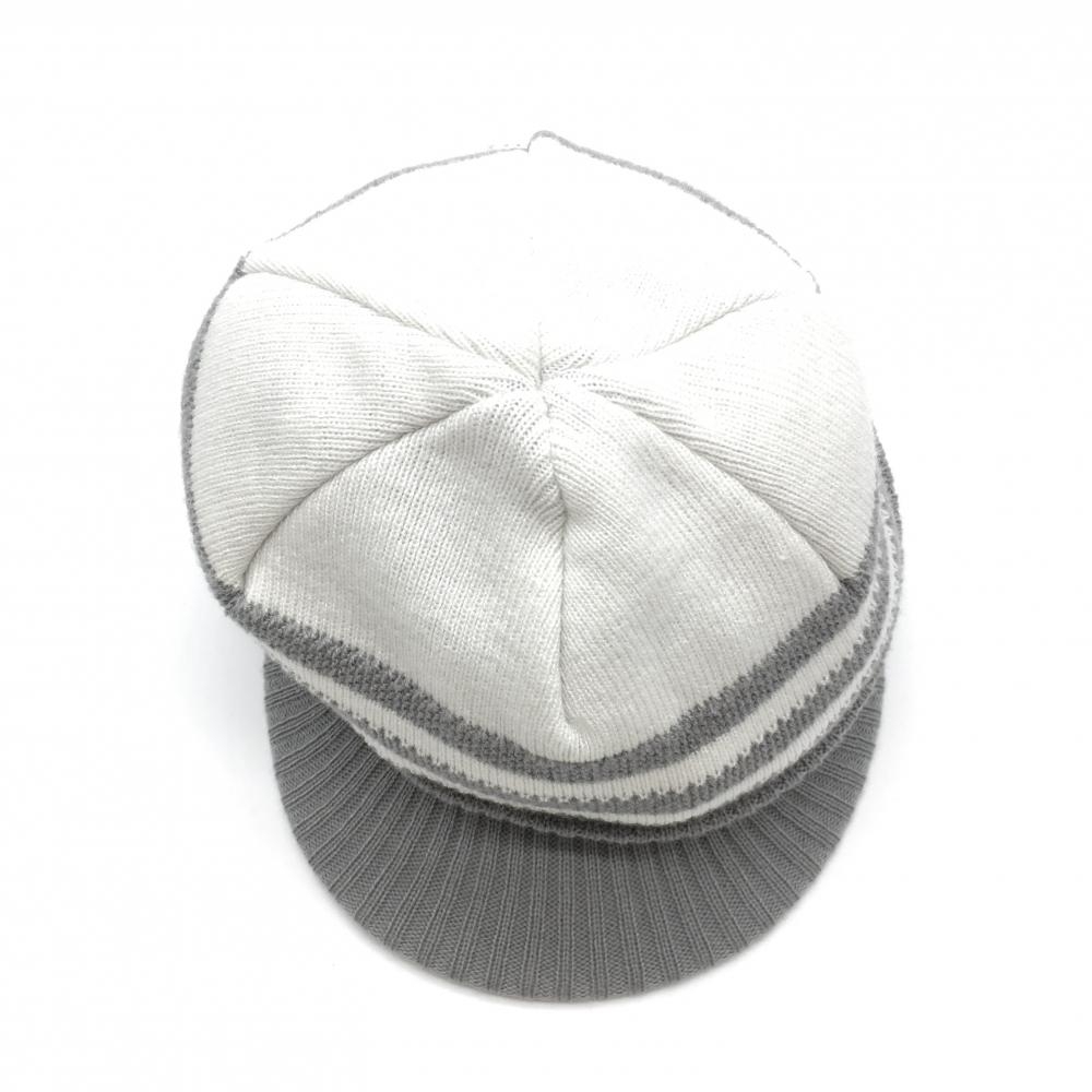 【美品】アディダス つば付きニット帽 白×グレー 一部ボーダー　 フリー ゴルフウェア adidas_画像5