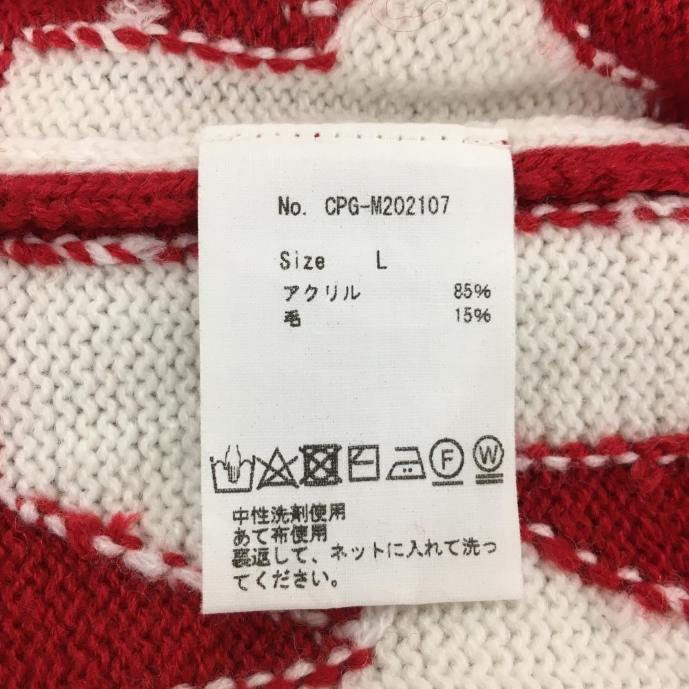 世界有名な ウール混 ニット 英字総柄 レッド×白 セーター 【超美品