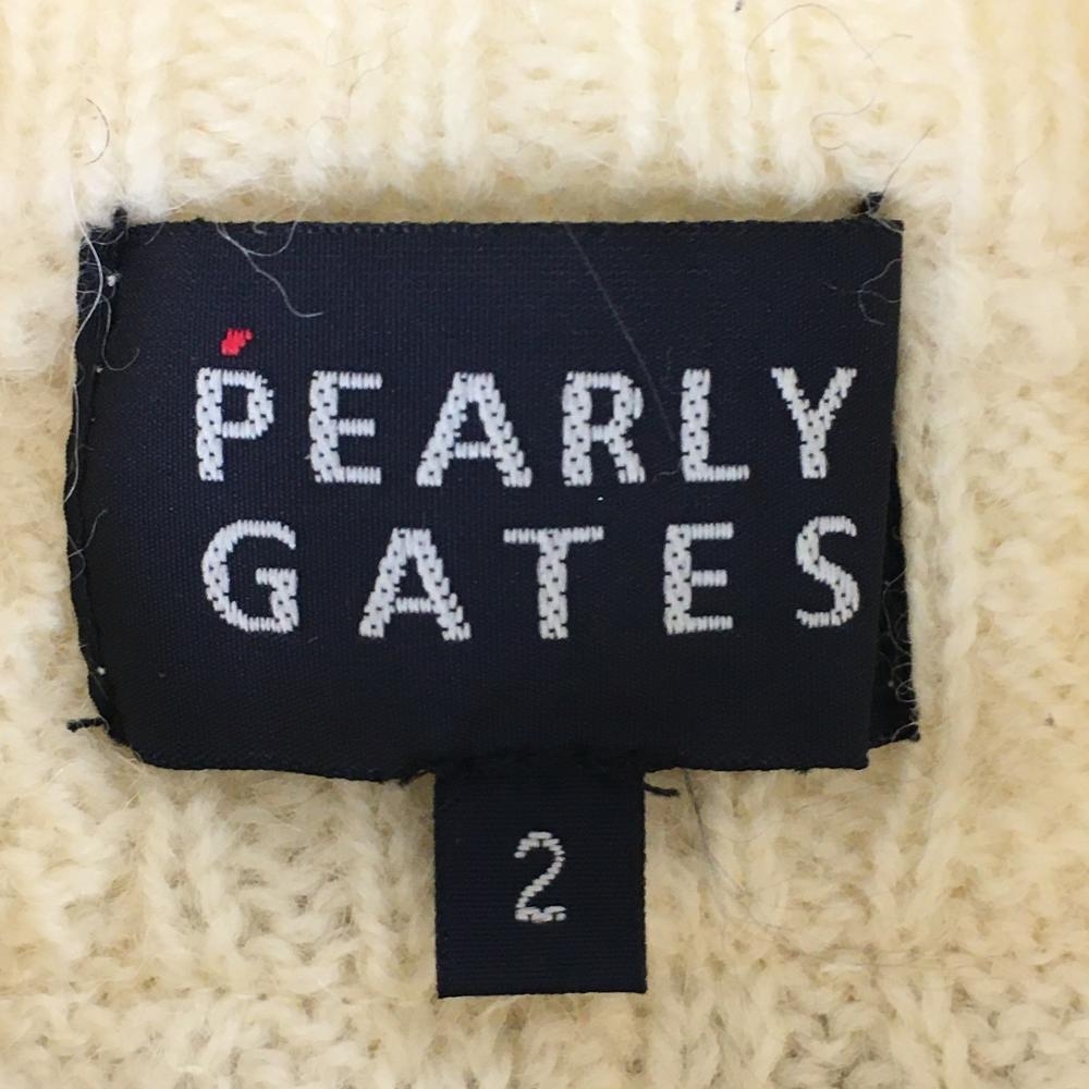 【美品】パーリーゲイツ ニットジャケット アイボリー ケーブル編み ウール100％ レディース 2(L) ゴルフウェア PEARLY GATES_画像5
