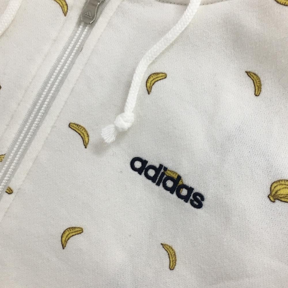 【美品】アディダス ジップパーカー 白×イエロー バナナ柄 スウェット地 レディース M/M ゴルフウェア adidas_画像3