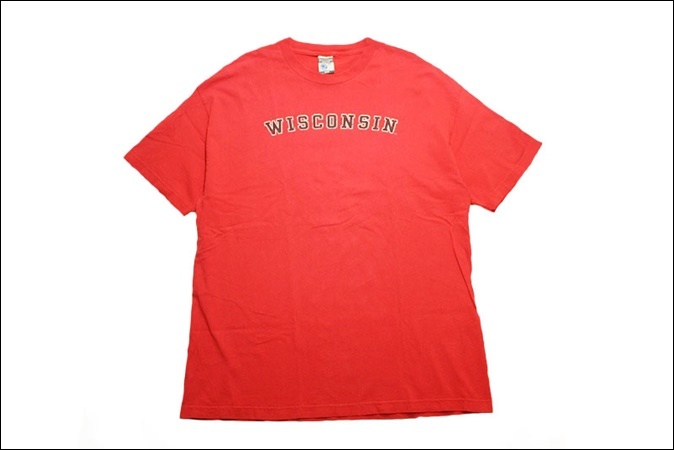 【XL】 STEVE & BARRY'S スティーブアンドバリーズ Tシャツ 赤 プリント WISCONSIN ウィスコンシン ビンテージ USA 古着 オールド IB1029_画像1