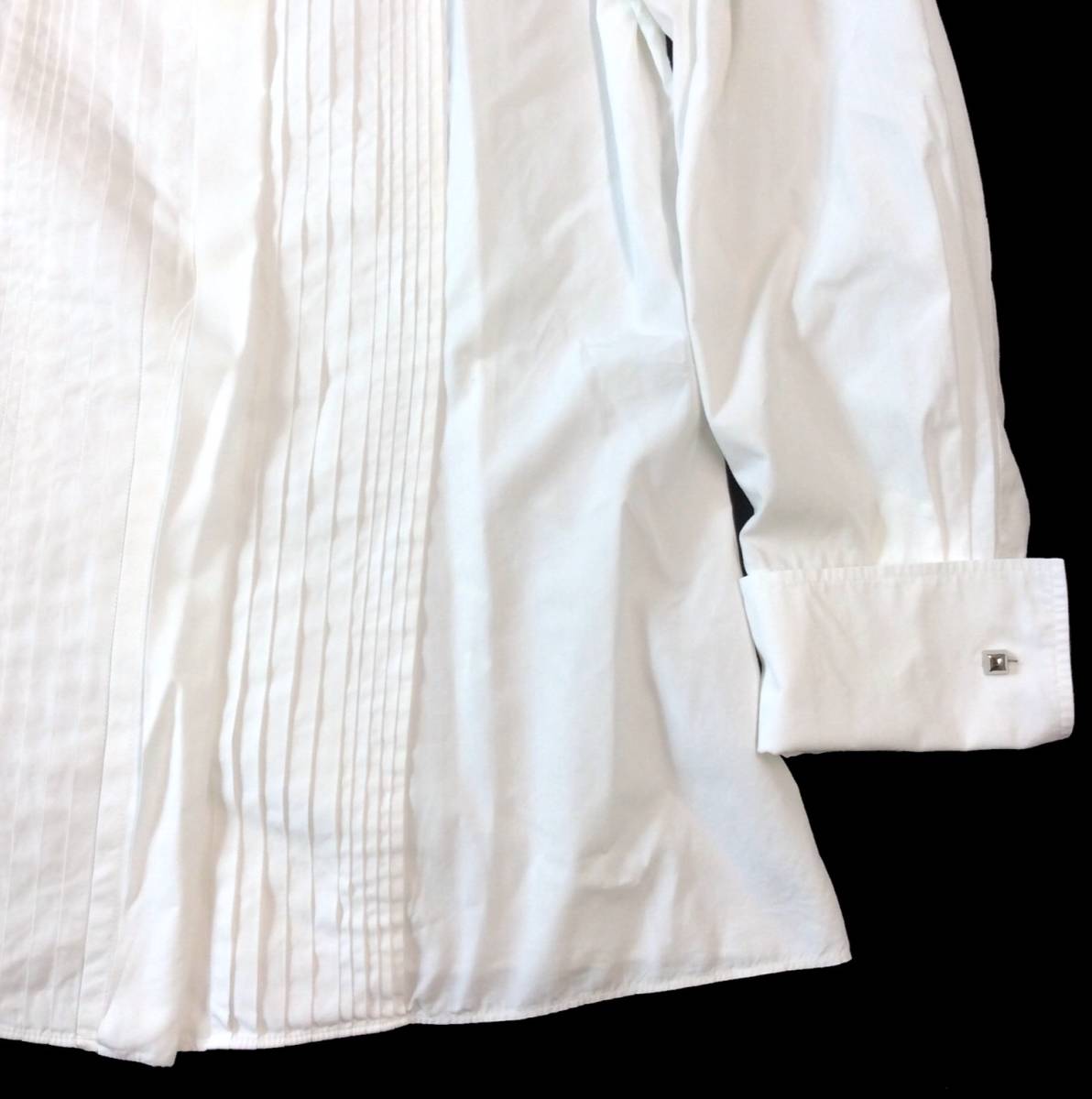 HERMES エルメス マルジェラ期 フランス製 ギャザー ドレスシャツ ブラウス カフス ホワイト 白 コットン レディース 38 (ma)_画像4