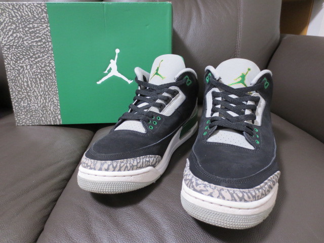 中古☆ ナイキ エアジョーダン3 レトロ 黒×緑 29cm NIKE AIR JORDAN