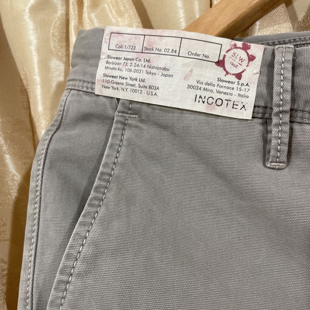 グランドセール 美品 INCOTEX SLACKS インコテックス コットンパンツ チノパン サイズ32 グレー系 スリムフィットSLIMFIT インコテックス INCOTEX インコテックス チノパン スリムフィット