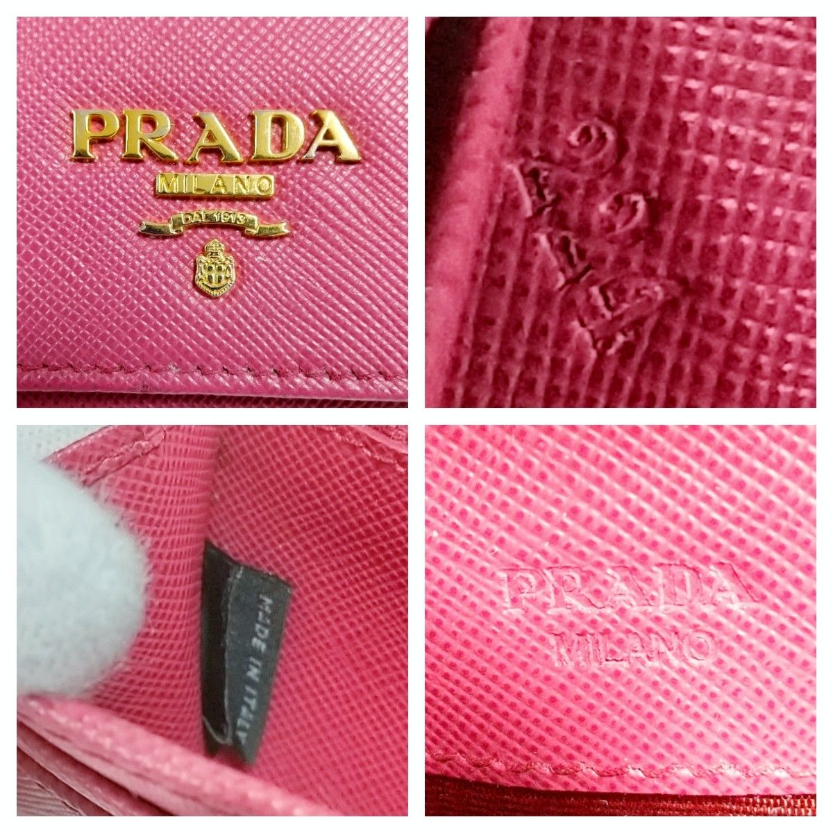 美品 PRADA プラダ サフィアーノ 長財布 ピンク パスケース 付属