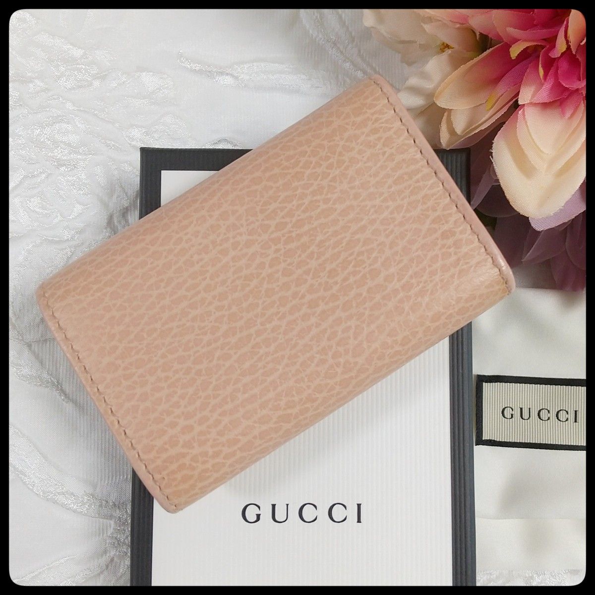 美品 GUCCI グッチ GG マーモント レザー 6連 キーケース ピンク