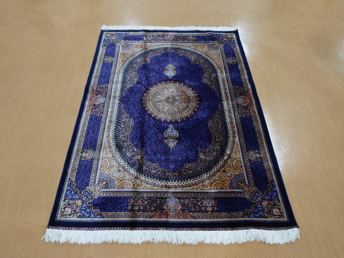 ペルシャ絨毯 手織り シルク 182x121 ラグ カーペット マット 検索 イラン クム トルコ ウール カイセリ ヘレケ ナイン カシャーン 玄関