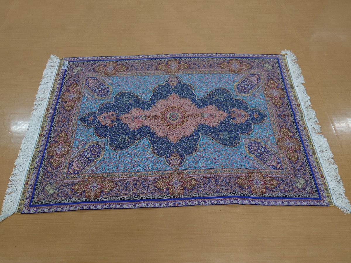 ペルシャ絨毯 シルク 手織り 194x120 検索 マット ラグ カーペット 