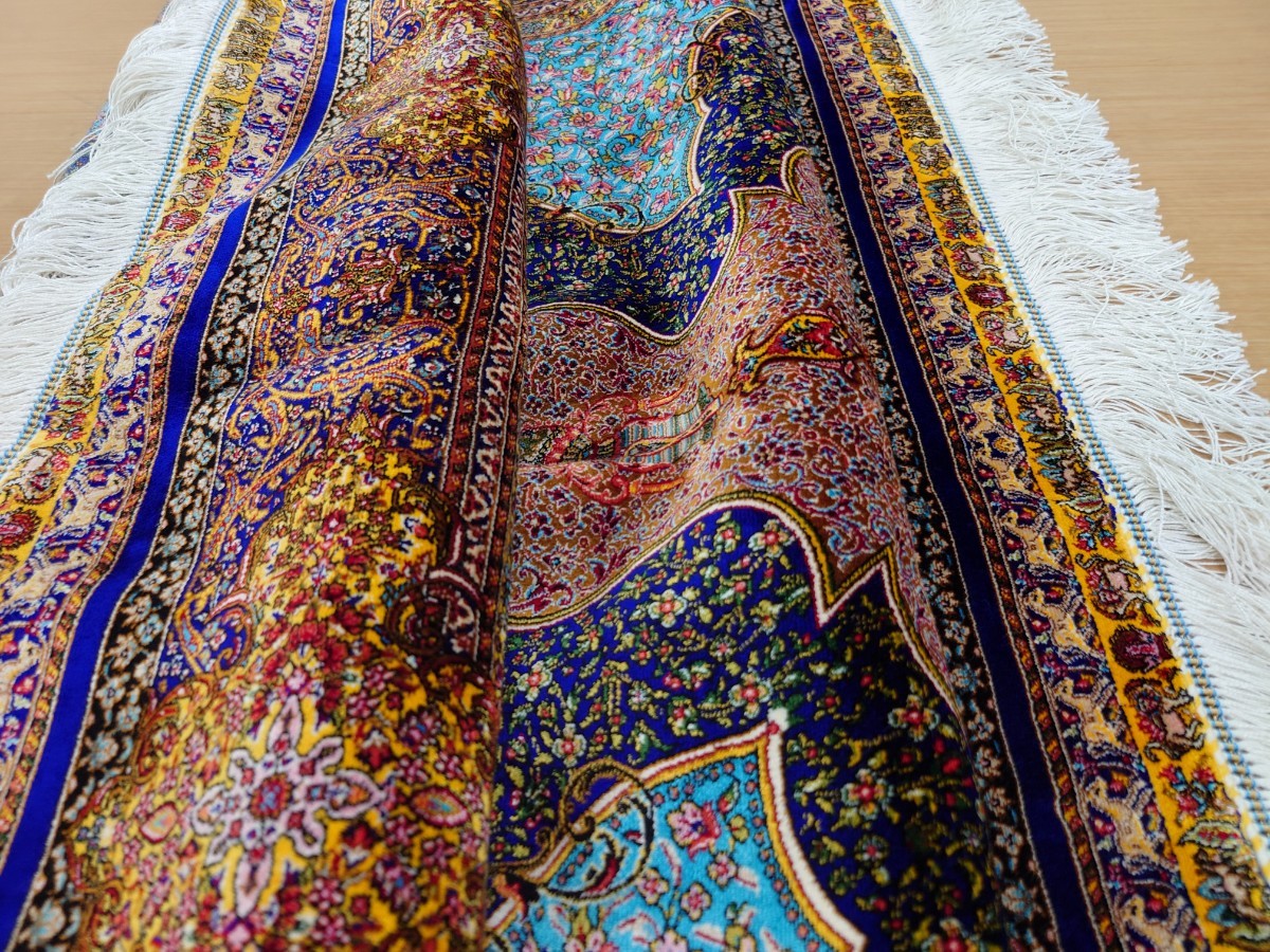 ペルシャ絨毯 シルク 手織り 194x120 検索 マット ラグ カーペット