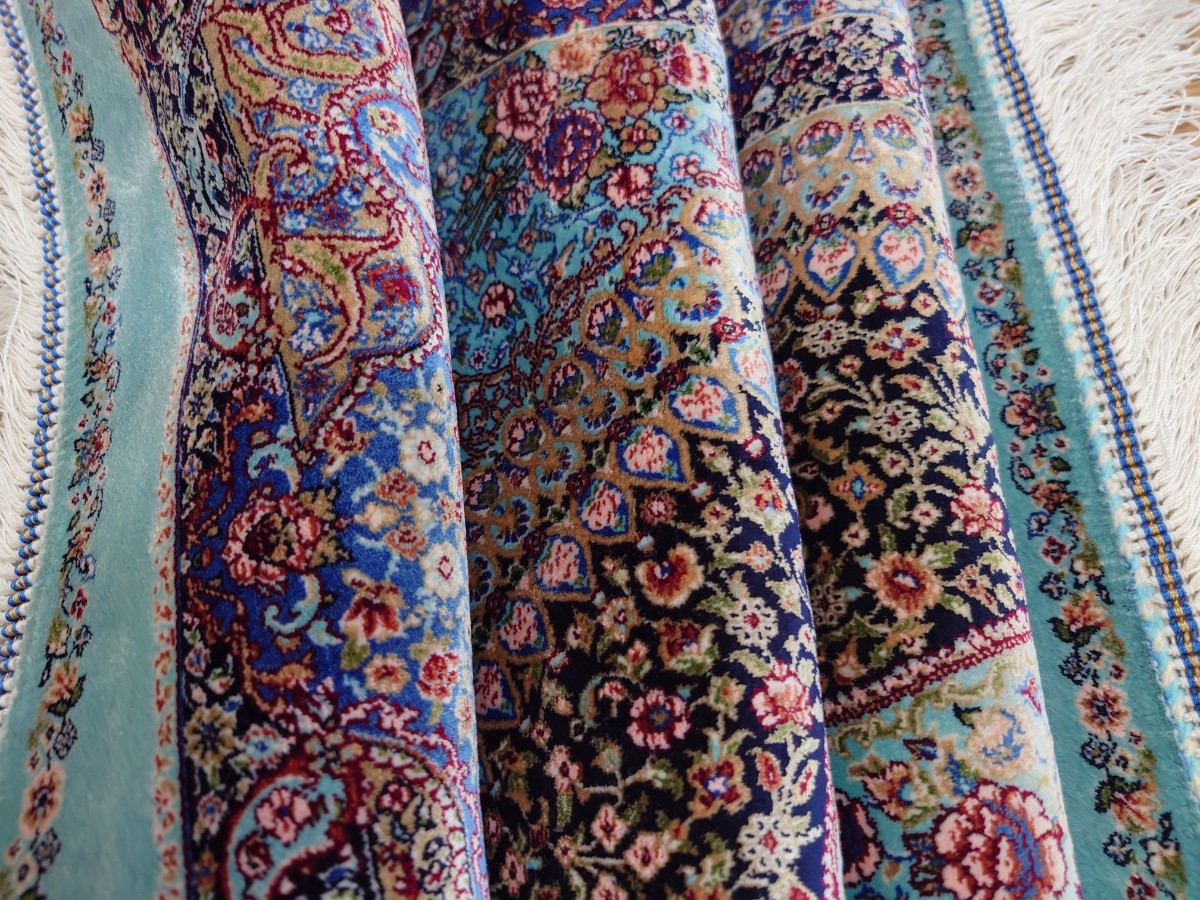 160x98 ペルシャ絨毯 シルク 手織り マット ラグ カーペット 検索