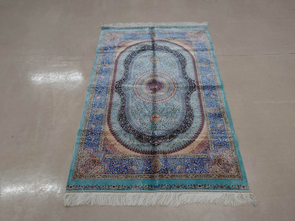 160x97 ペルシャ絨毯 シルク 手織り マット ラグ カーペット 検索