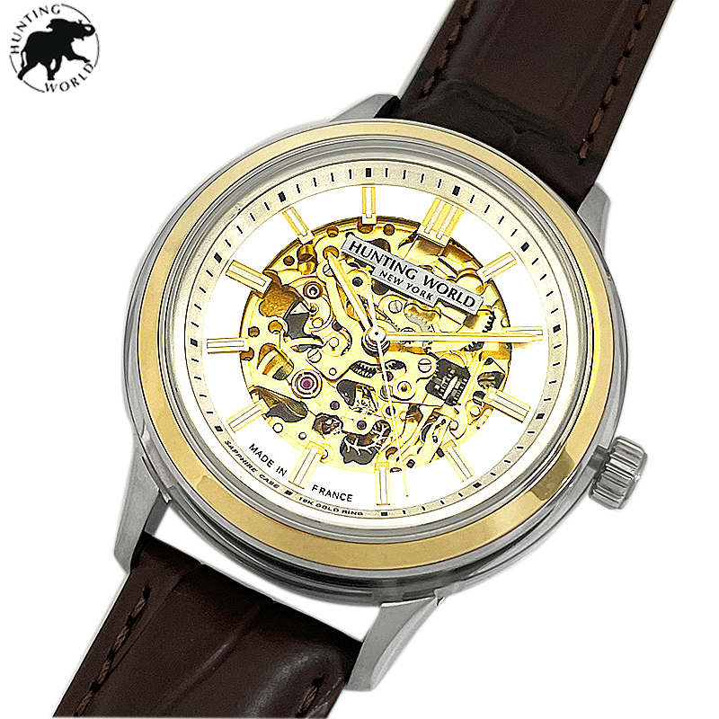  Hunting World new goods * outlet wristwatch HW030SYGBR 43mm men's watch free shipping 
