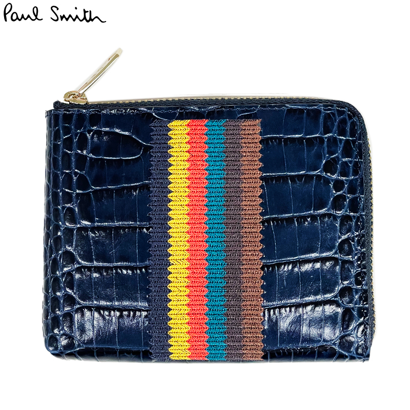  Paul Smith new goods change purse .M1A-5303-A40013 41 navy × multi stripe coin case leather original leather free shipping parallel imported goods 