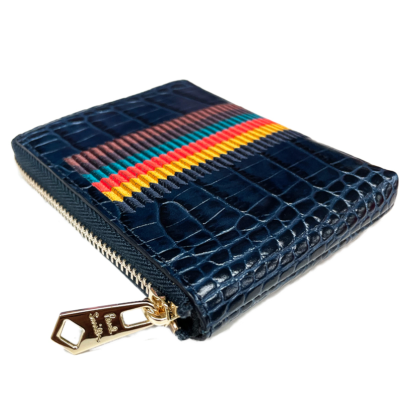  Paul Smith new goods change purse .M1A-5303-A40013 41 navy × multi stripe coin case leather original leather free shipping parallel imported goods 