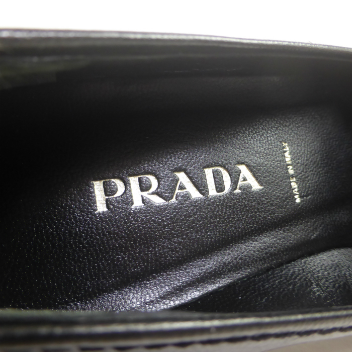 プラダ （PRADA） ヴィンテージ トライアングルロゴ レザー ローファー スクエアトゥ シューズ 靴 ＃36.5 ブラック×シルバー（中古）_画像6