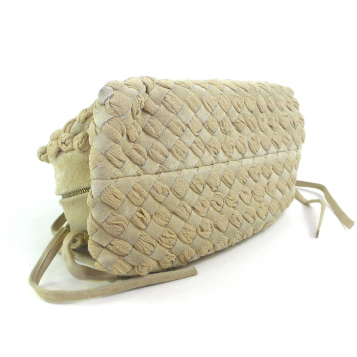 ボッテガ ヴェネタ （BOTTEGA VENETA） イントレチャート ハンド バッグ スエード 127914 ベージュ（中古）_画像4