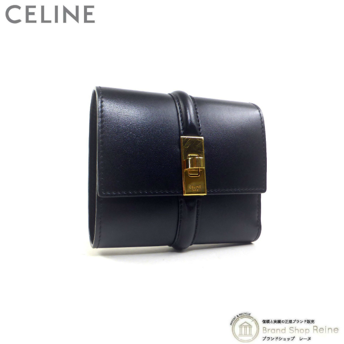 今季一番 セリーヌ ブラック（美品）中古 10F52 財布 三つ折り コンパクト セーズ 16 スモールウォレット （CELINE） 女性用財布
