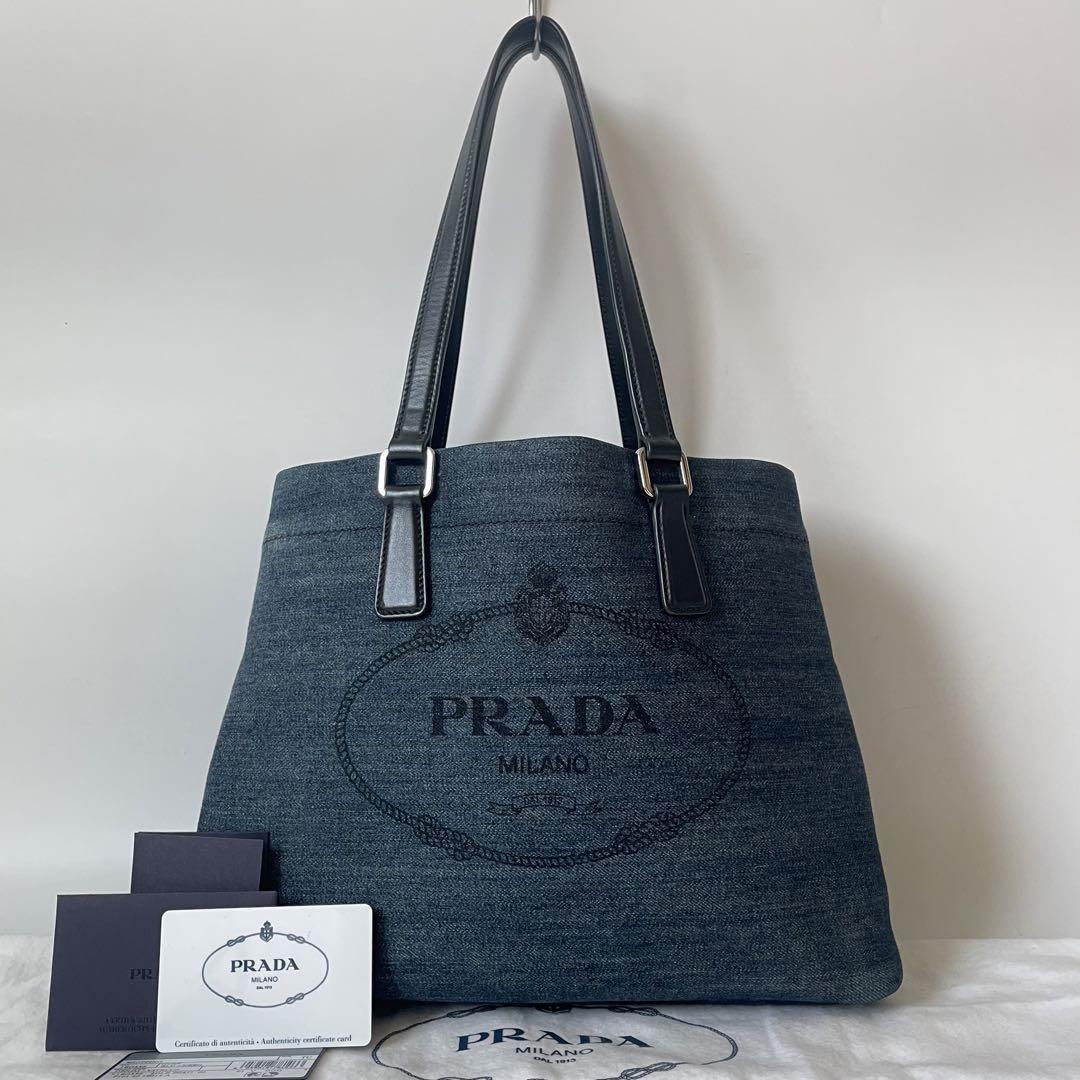 公式 デニム トートバッグ プラダ 【未使用級・付属品完備】PRADA