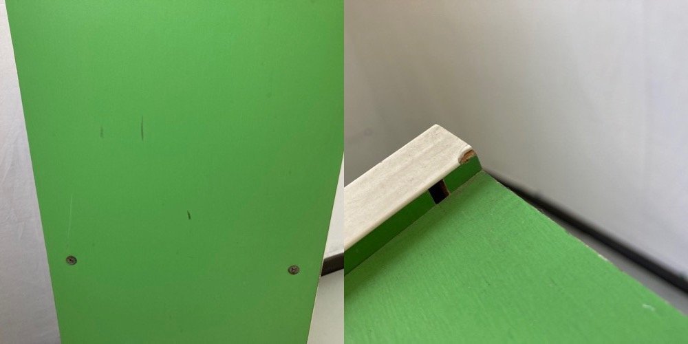カラーボックス グリーン 緑 昭和レトロ ポップ インテリア 棚 収納 正方形 3段 引き出し_画像10