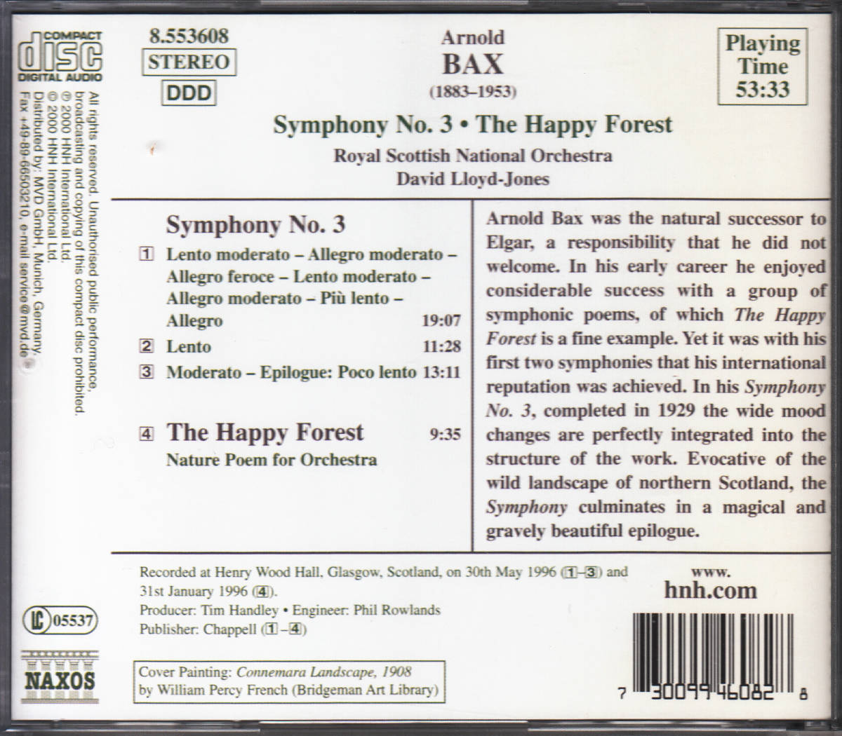 ◆送料無料◆バックス：交響曲第3番、管弦楽のための自然詩「幸福の森」～デイヴィッド・ロイド＝ジョンズ Import v6978_画像2