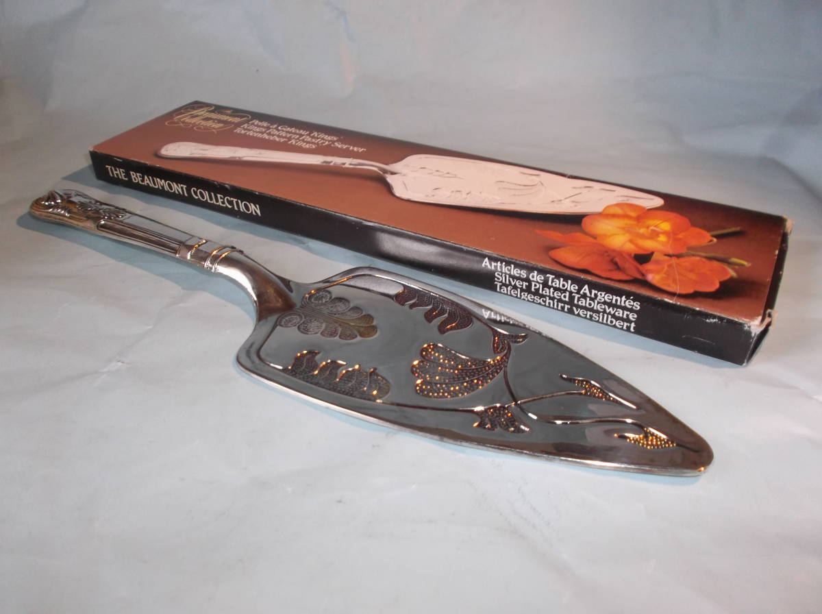 英国ビンテージ アンティーク シルバープレート ケーキサーバー リフター 菓子 スイーツ キングスパターン MAYELL E.P. ON ZINC ENGLAND_画像1