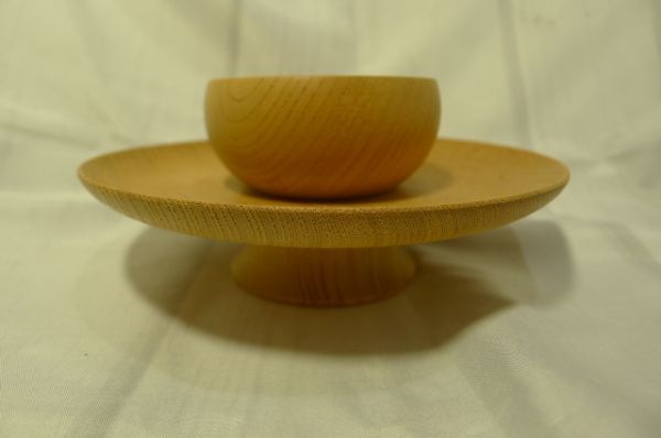 S333 未使用 天然木製 無垢刳貫天目台 内径8.0cm 貴人台 献茶 茶事
