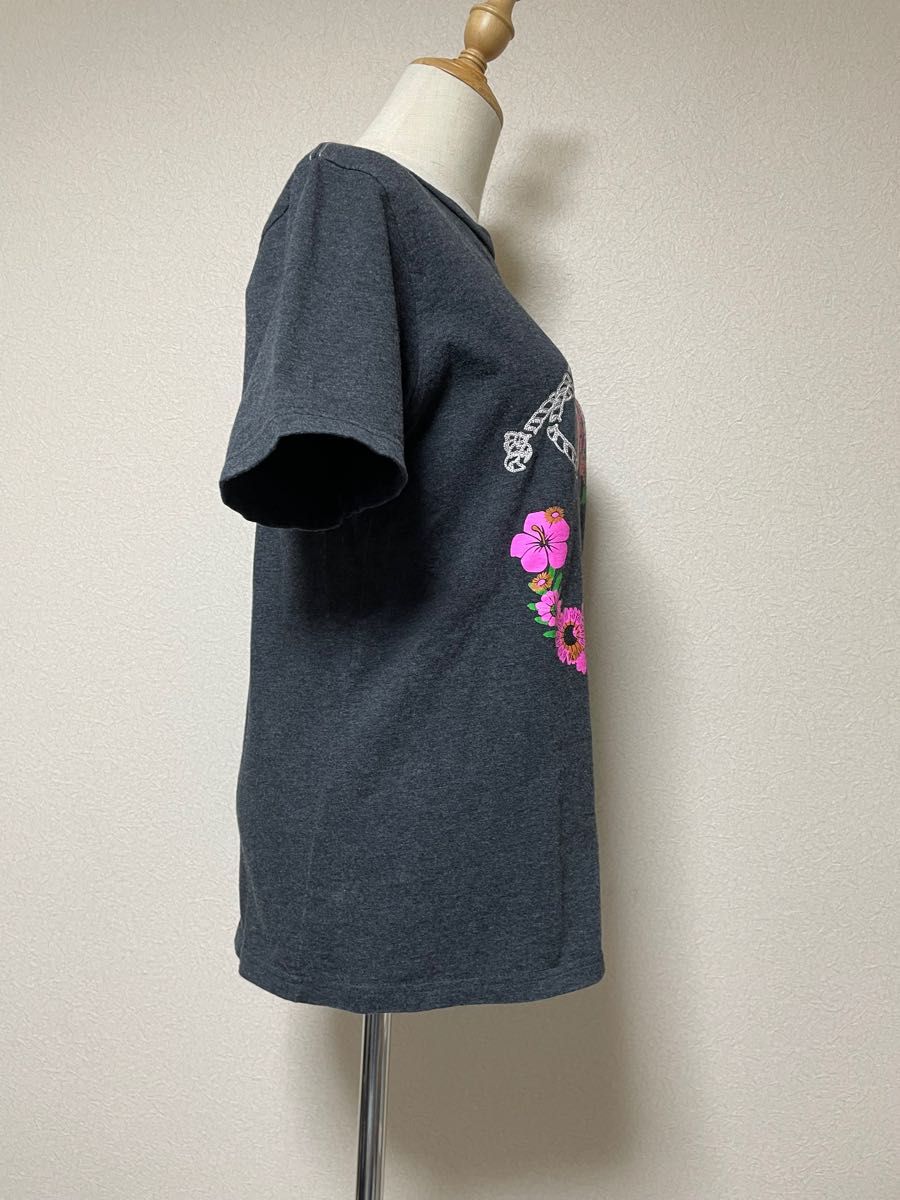 ユナイテッドアローズ   花柄プリントに刺繍　厚手Tシャツ　M トップス