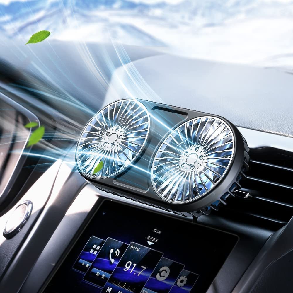  shines in-vehicle electric fan LED light attaching 2 fan USB 360 times rotation 3 stair air flow quiet sound 20dB clip desk cooler,air conditioner ... car summer place Drive Intell car 
