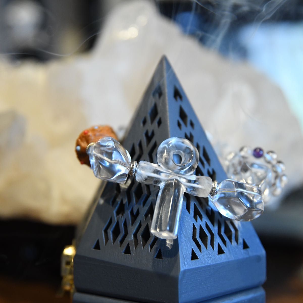 オリジナル ブレスレット 水晶 パワーストーン 金運 護符 占い 開運 霊石 彫刻水晶