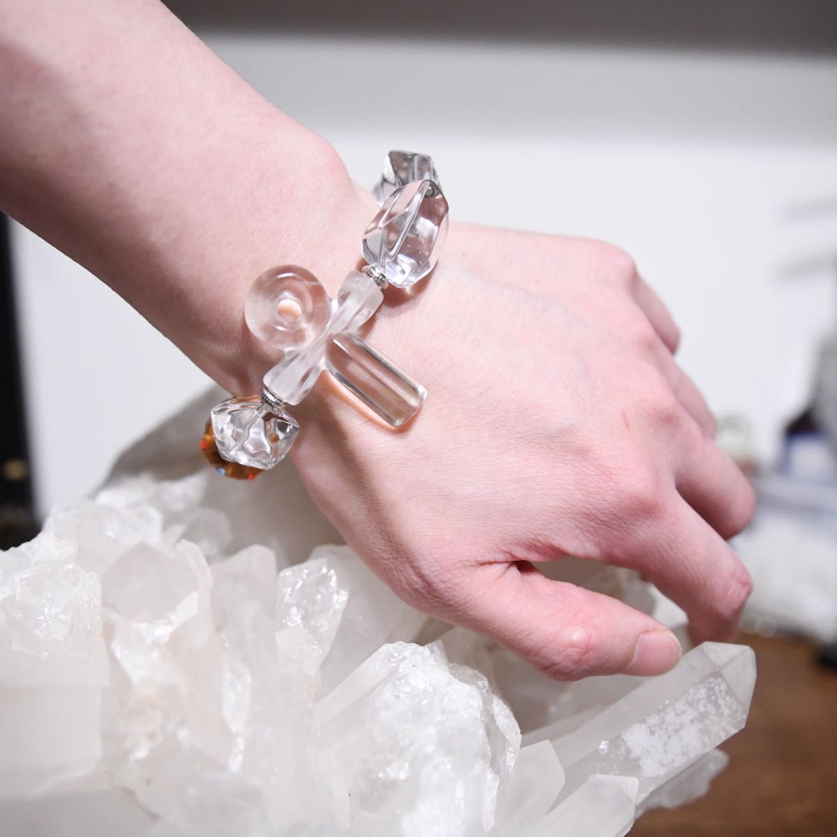 オリジナル ブレスレット 水晶 パワーストーン 金運 護符 占い 開運 霊石 彫刻水晶