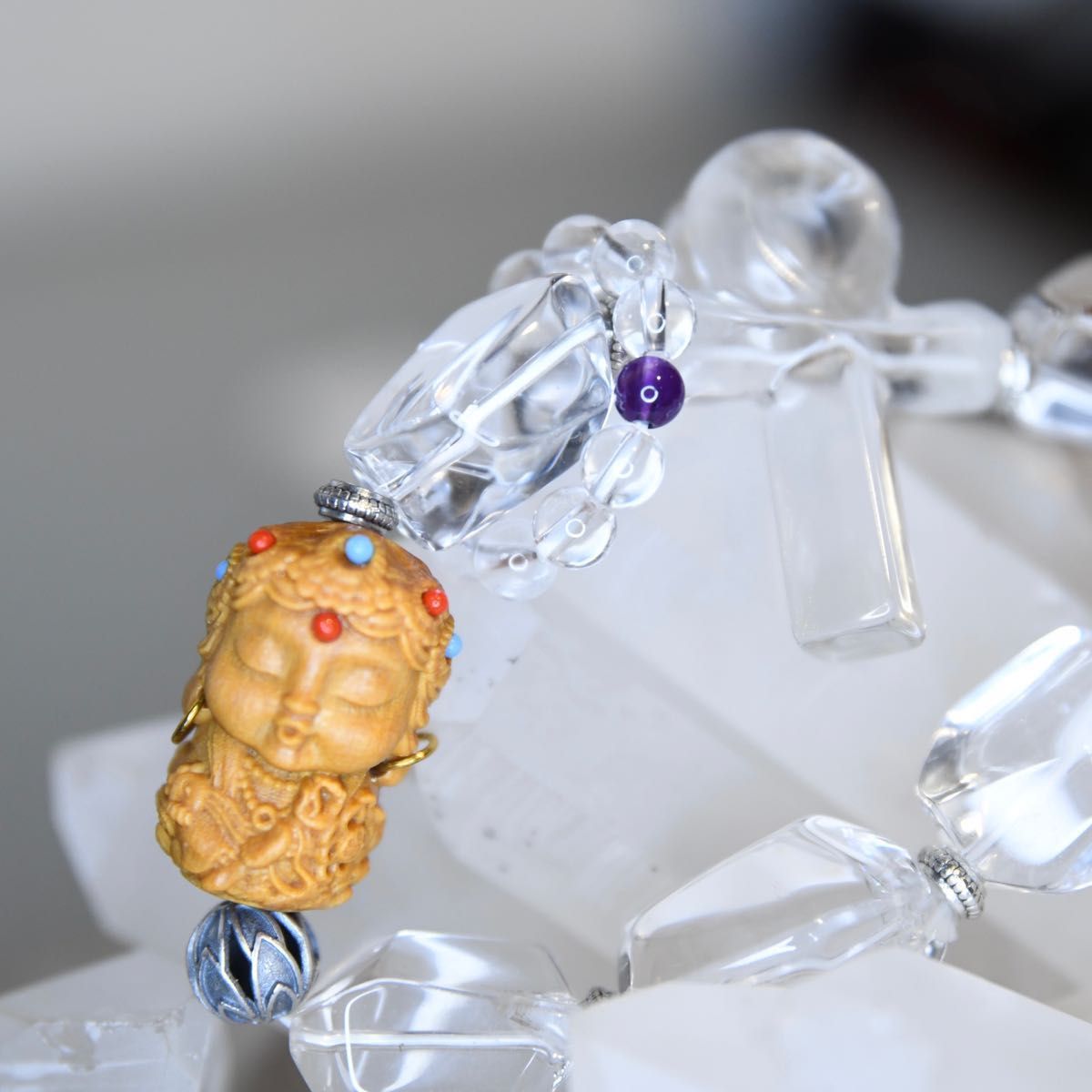 オリジナル ブレスレット 水晶 パワーストーン 金運 護符 占い 開運 霊石 彫刻水晶