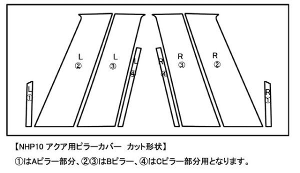 ◆彡激シブ！！3Mダイノック◆彡10系アクア　レザーピラー8P◆バイザー無し車用◆NHP10 カーボンピラーもあります。_画像9