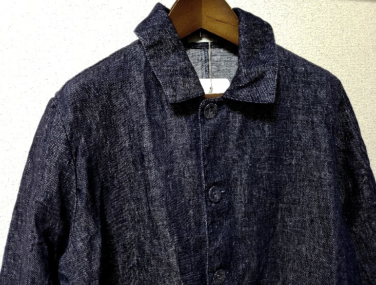 新品 22aw fog linen work リネンデニムＡラインコート 紺 ゆったり 秋冬_画像8