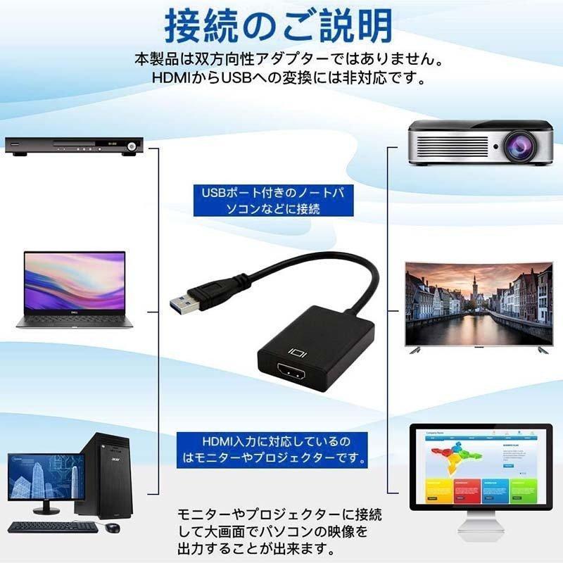 USB HDMI 変換アダプター HDMI 変換コネクタ USB3.0 変換ケーブル マルチディスプレイ コンパクト 1080P　アダプタ 高画質_画像7