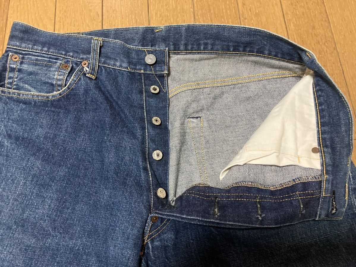 初期 EVIS デニムパンツ W33 L35 水牛パッチ アーキュエイトステッチ EVISU エヴィスジーンズ エビス 90s ビンテージ_画像7