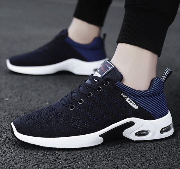  shoes mesh [25cm blue ] s18 men's sneakers running shoes fitness walking ventilation sport casual 