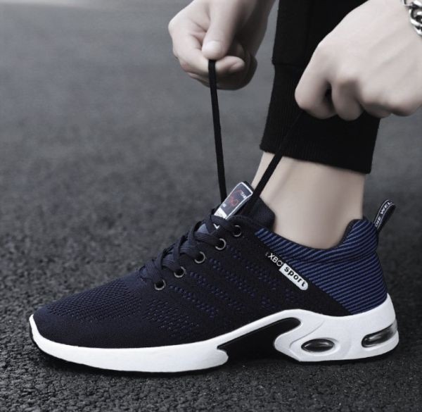  shoes mesh [25cm blue ] s18 men's sneakers running shoes fitness walking ventilation sport casual 