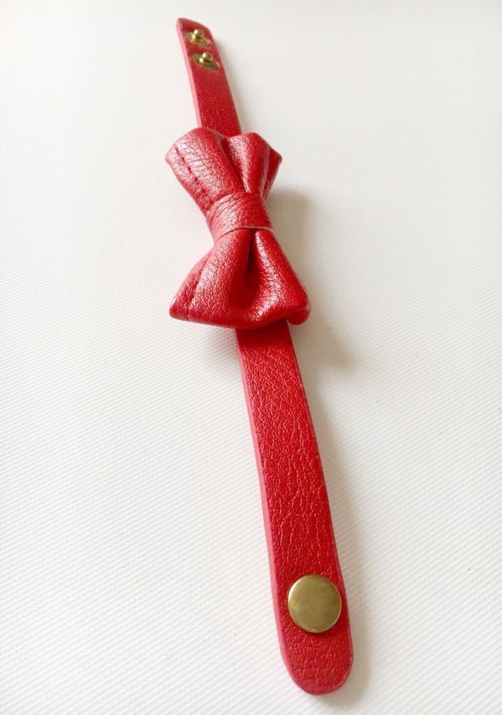 new goods unused red ribbon imitation leather leather bracele 