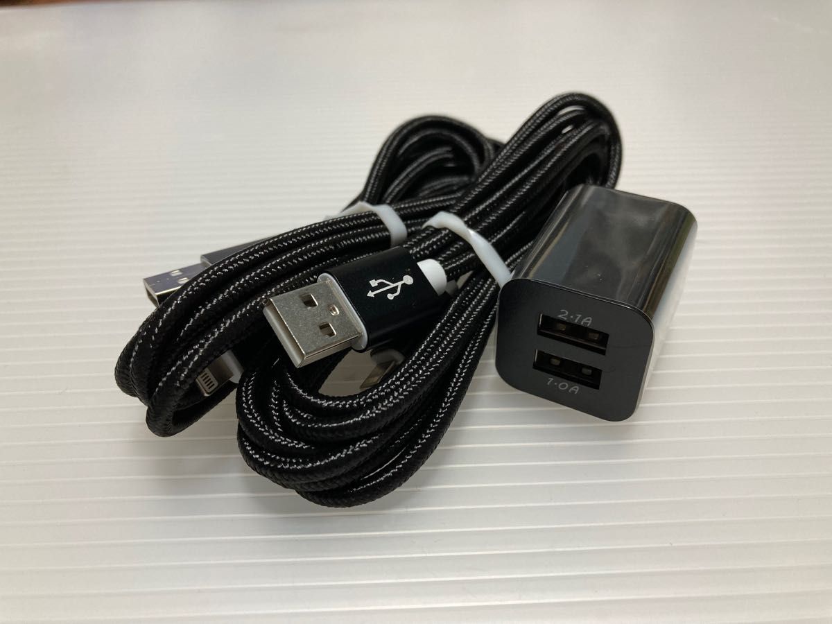 黒☆iphone 充電器 2m 2本  新品未使用♪通電テスト済 USB 2口