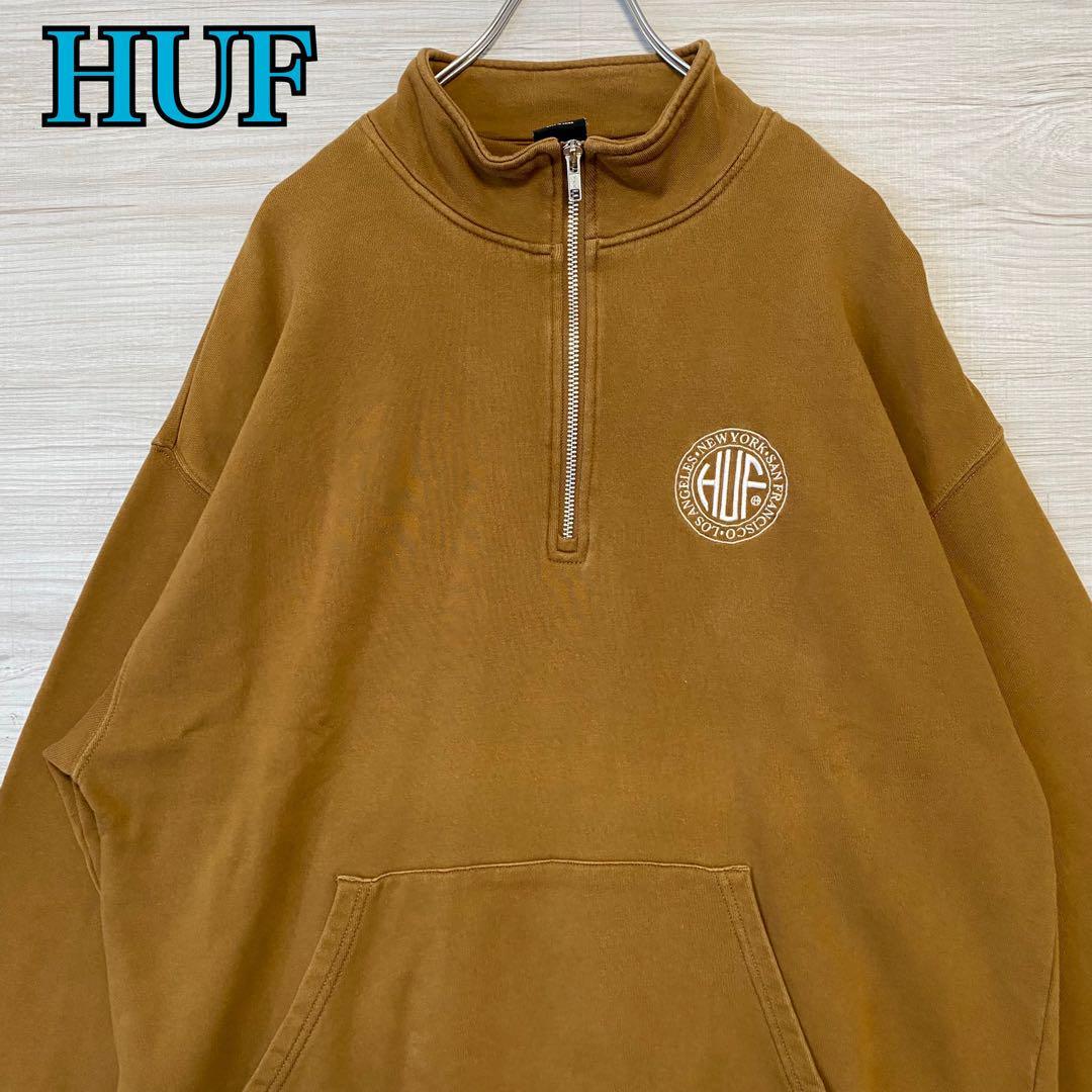 人気デザイン】HUF ハフ スウェット XLサイズ ハーフジップ ワン