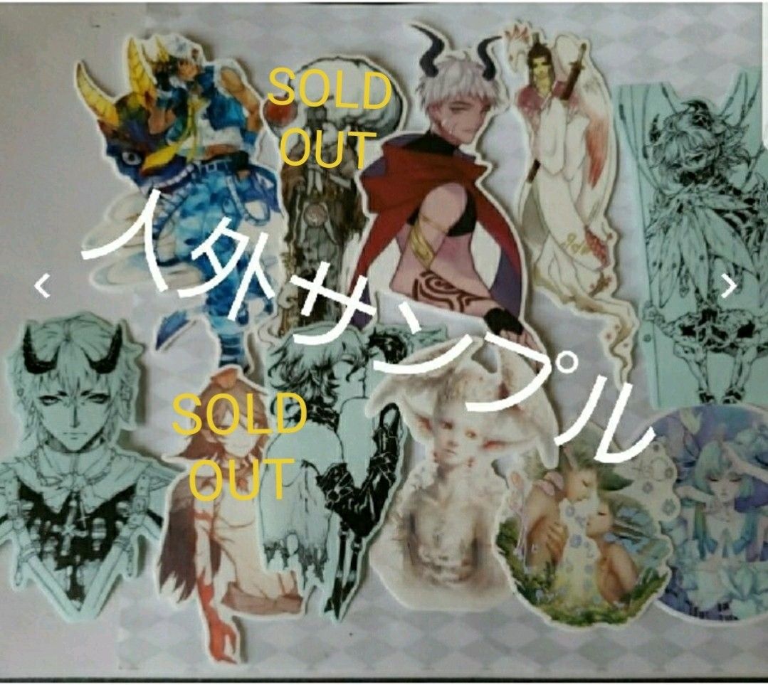 60枚 海外マスキングテープ フレークシール 男女ランダムMIX 擬人化 人外