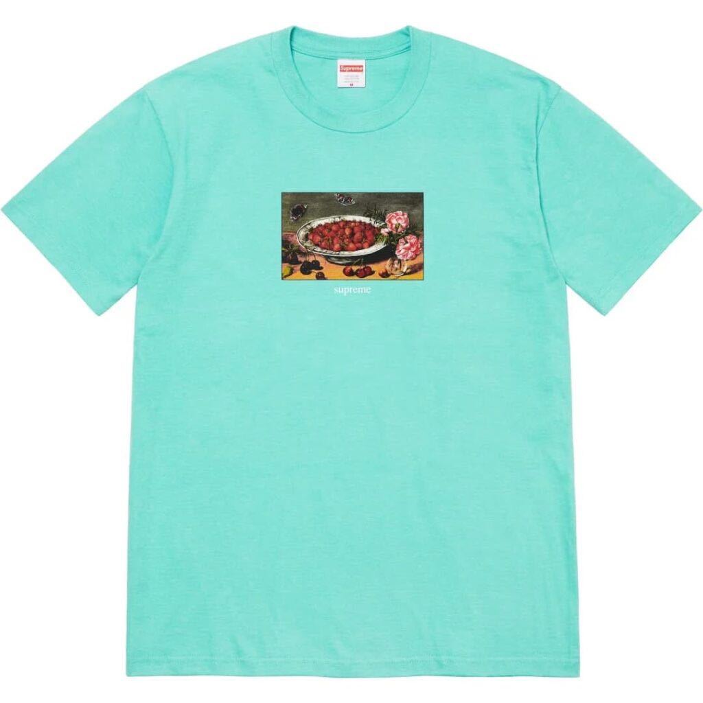 送料無料 L 水色 Supreme Strawberries Tee Teal 23SS シュプリーム ストロベリー イチゴ Tシャツ ライトブルー Box Logo ステッカー 新品