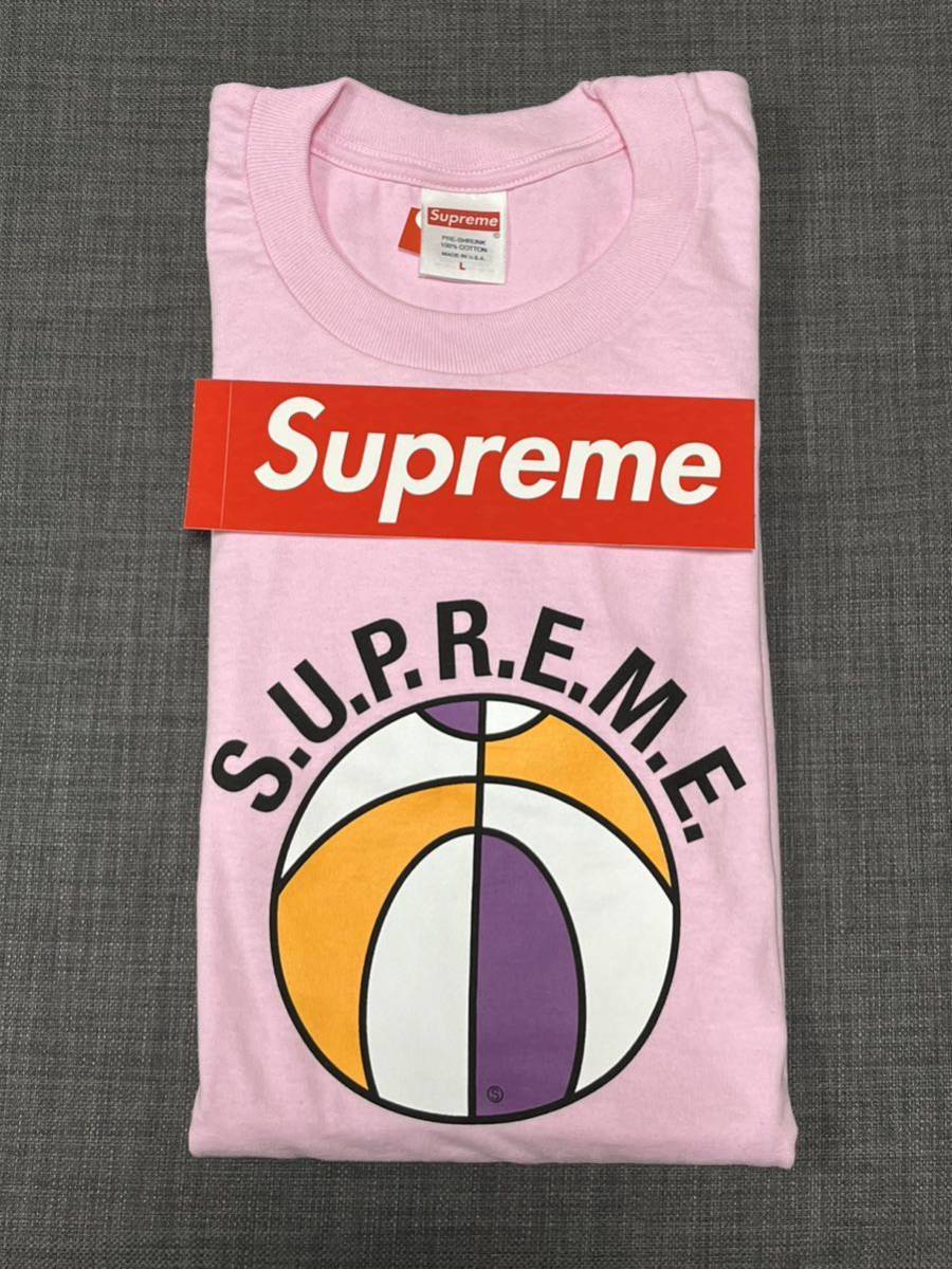 送料無料 L Supreme League Tee Light Pink 23SS シュプリーム リーグ Tシャツ リーグT バスケットボール ピンク Box Logo ステッカー 新品_画像2