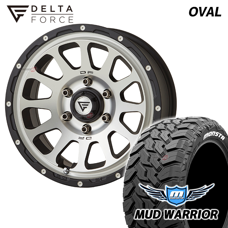 4本セット DELTA FORCE OVAL 17x8.0J 6/139.7 +20 MBP MONSTA MUD WARRIOR M/T 265/70R17 ホワイトレター FJクルーザー プラド_画像1