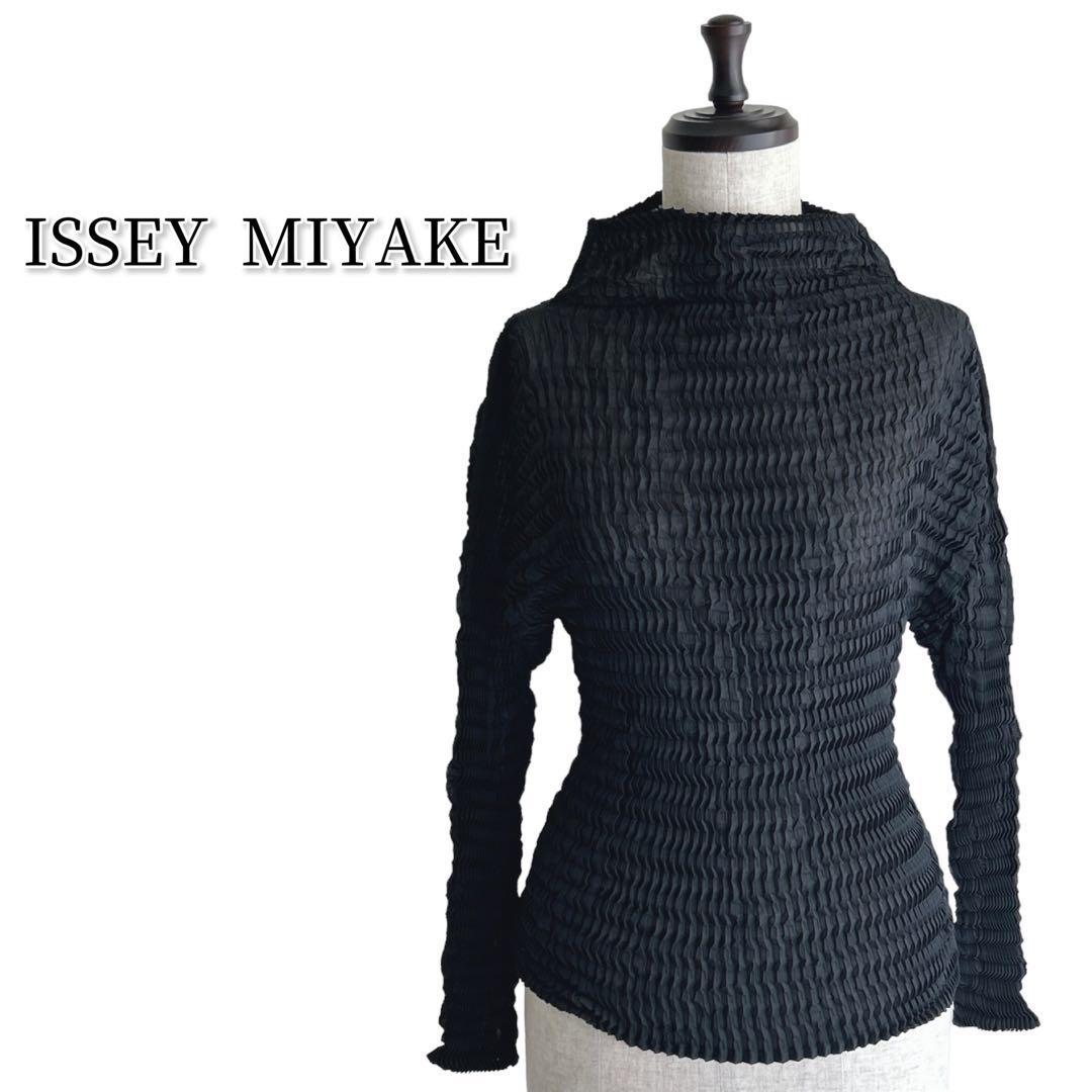 最も優遇の MIYAKE ISSEY トップス 美シルエット M ブラック プリーツ